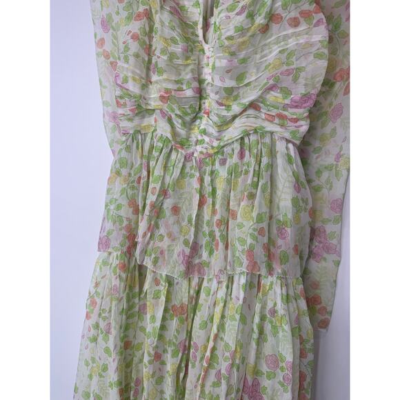 Redpolaris silk green floral dress 40 - Picture 4 of 13